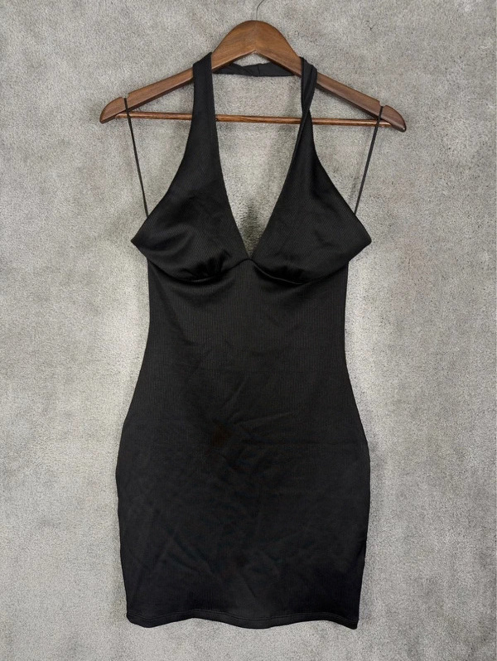H&M Divided Black Ribbed Halter Mini Dress New Size Small